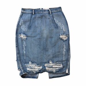 One Teaspoon Distressed Denim Pencil Skirt